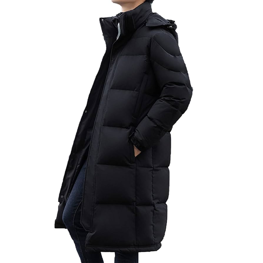 ジャケット・アウター Th products LONG PADDED COAT Unisex Winter Coat Thickened Hooded Longer-Length Over Knee